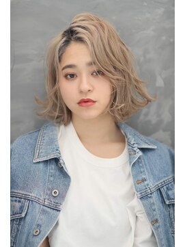 エヌプラス(N+) 黒髪グラデヘアーオリーブグレー小顔に見せるヘアココアベージュ