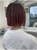 【原田】地毛残しバレイヤージュ　赤髪　切りっぱなしボブ