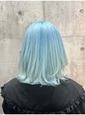 ペールブルー/ウルフカット/レイヤー