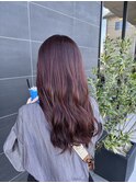 ゆるふわロングピンクラベンダーブリーチなしカラー20代30代40代