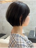 ミニウルフチェリーブラウンホワイトグレージュフェザーパーマ