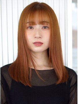 ガーデンヨコハマエスト(GARDEN YOKOHAMA est) アプリコットオレンジ レイヤーカット ミディアム ワイドバング