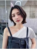 前髪なし外ハネボブ骨格ひし形レイヤーカットイメチェンミディ
