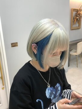 オズ 郡山駅前店(OZ) ケアブリーチベージュで柔らか質感ダブルカラーパープルで透明感