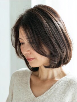 トリッカ 代官山(tricca) ミディアムボブ/白髪ぼかし/白髪染め/小顔カット/ブラウンカラー