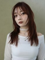 ムク(MUKU)&nbsp;前髪あり　レイヤーカット　ロングレイヤー　ハイレイヤー　暖色