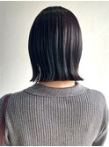 外ハネボブ 20代 顔周りカット ダークアッシュ 髪質改善