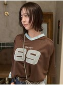 顔まわりレイヤー×切りっぱなしボブ