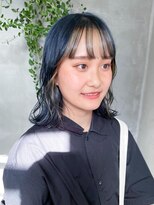 テトヘアー(teto hair) インナーカラーネイビーブルーブラックデザインカラーミディアム