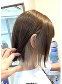 ○インナーカラーボブイヤリングカラーベージュ透明感カラー暗髪