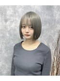 プラチナシルバー×ミニボブ