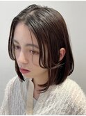 顔周りレイヤーカットグレージュカラーくびれボブショートカット