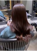髪質改善縮毛矯正チョコレートブラウンピンクメルティカラー