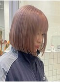 ボブミルクティーベージュブリーチダブルカラー堀江