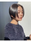 前髪あり耳掛け丸みくびれショートボブ20代30代40代50代60代