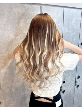 ガルボヘアー 心斎橋店(garbohair) ミルクティーカラー×プリンぼかし プルエクステ心斎橋