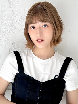 ラフィス ヘアー リノ 三宮店(La fith hair lino) 【La fith】ケアブリーチ×切りっぱなしボブ×重めバング