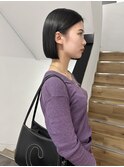 YOKE 切りっぱなしボブ丸くないボブ大人ボブグレーブラック艶髪