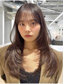 レイヤーカットミディアムレイヤー顔周りレイヤーハッシュカット