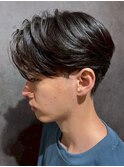 メンズセンターパートウルフセンターパートニュアンスパーマ襟足