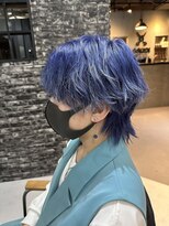 ガウディ 広島駅前店(Gaudi)&nbsp;メンズウルフ×メンズカット×ブリーチハイトーンブルーカラー