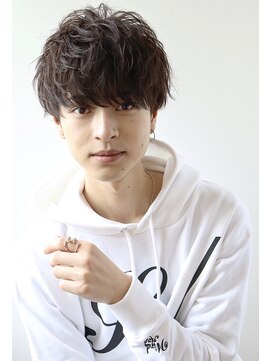 ネイビー(NAVY) ツーブロック×ゆるめスパイラル J01 韓流 前下がりマッシュ!