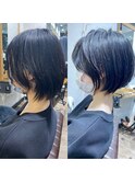 30代/40代/50代・絶壁解消・小顔前下がりショートボブ【中村】