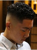 high fade＋hard perm