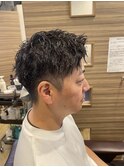 メンズパーマツーブロアップバンク20代30代黒髪