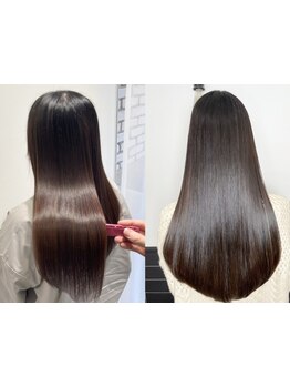 話題の酸性ストレートで髪のダメージが激減♪手触り、艶その全てが今まで以上で憧れの自然なストレートに♪