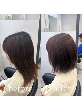 ヘアサロン ドットプラス 町田店(dot. plus) ミディアムレイヤーボブ/レイヤーボブ/ピンクブラウン/町田