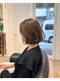 大人かわいい外ハネボブ×暖色ブラウン