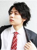 七三オールバック ツイストパーマ ビジネス かき上げヘア