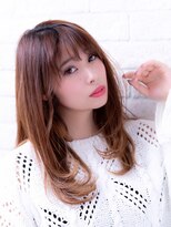 エルデ ナインズ ヘアー スタンド 川口店(elde 9's HAIR STAND)&nbsp;ピンクベージュorインナーグレージュの厚めバング大人ヘア