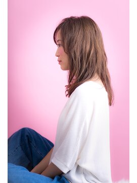 ソア 武蔵小杉(SOAR) トリートメントカラーミントカラーかきあげ前髪ミディアムウルフ