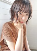 大人かわいい小顔外ハネミニボブグレージュカラー渋谷原宿神宮前