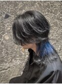 メンズロングウルフ×メンズカット×ブリーチインナーカラー