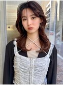 【MINX】くびれヘアアプリコットオレンジハイライトカラー表参道