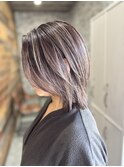 白髪ぼかしハイライト×レイヤーボブ