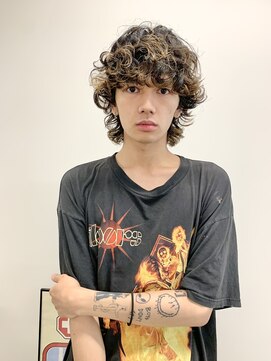 ノラキチジョウジ(NORA KICHIJOJI) 外国人風カットカラーパーママッシュウルフメンズミディアム