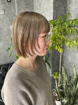 グラック(glac)&nbsp;顔まわりレイヤー/ボブ/ハイトーン/くすみミルクティー