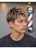 ソフトツーブロック｜ショートバング｜ブリーチハイライト