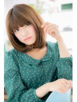 ミック ヘアアンドビューティー 大山店(miq Hair&Beauty) 厚めバング★ミルクティーブラウンワンカールロブa1