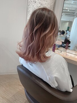 アヴァンス なかもず店(AVANCE.) ピンクベージュ×ロブ×バレイヤージュ×パステルカラー