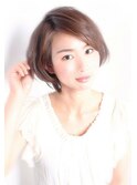 立体ショートボブ/くびれショート+暖色系カラー
