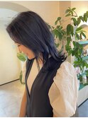 ブルーグレー ブルーブラック 外ハネミディアム レイヤー