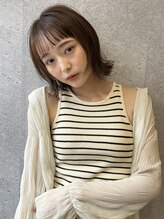 アース 三軒茶屋店(HAIR&MAKE EARTH) 三軒茶屋_レディース_ミディアム_ボブ_ブラウン_外ハネ_オン眉