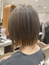 ピークアブー アヴェダ ギンザシックス(PEEK-A-BOO AVEDA GINZASIX) くびれボブ 切りっぱなしボブ エンドカラーオレンジベージュ