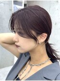 美髪カールピンクブラウン韓国ヘアロングセミディ似合わせ前髪