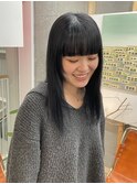 暗髪カラー×ぱっつん前髪